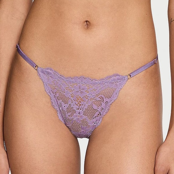 Victoria's Secret Dream Angels Lace Adjustable V-String Panty Frozen Plum M NEW - Picture 4 of 4